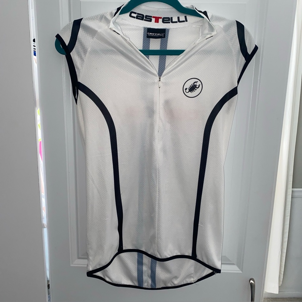 Castelli Cycling Bike Jersey Womens Large Short Sleeves Black‎ White Red